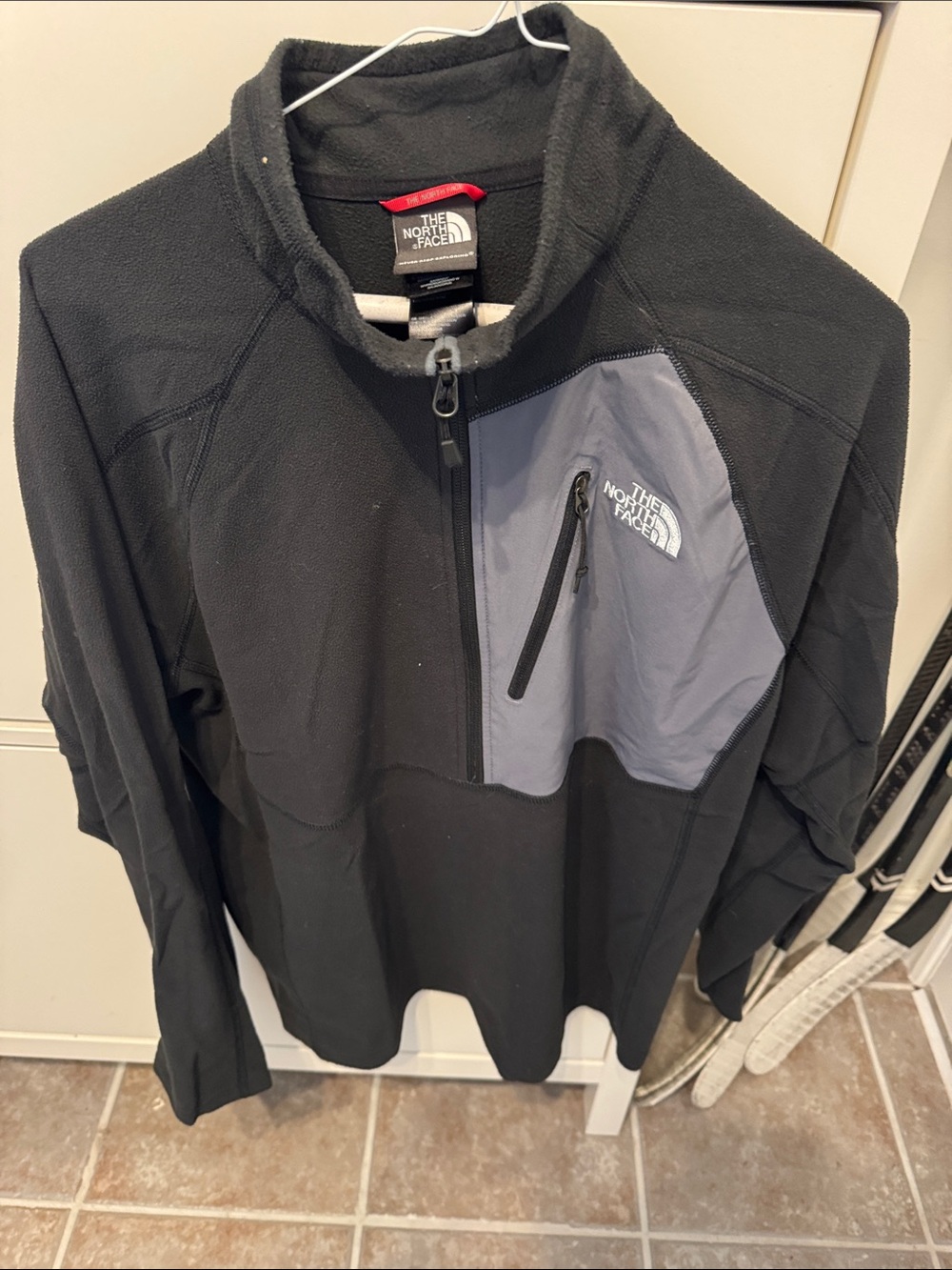 The North Face Black Fleece Pullover with Gray Chest Pocket